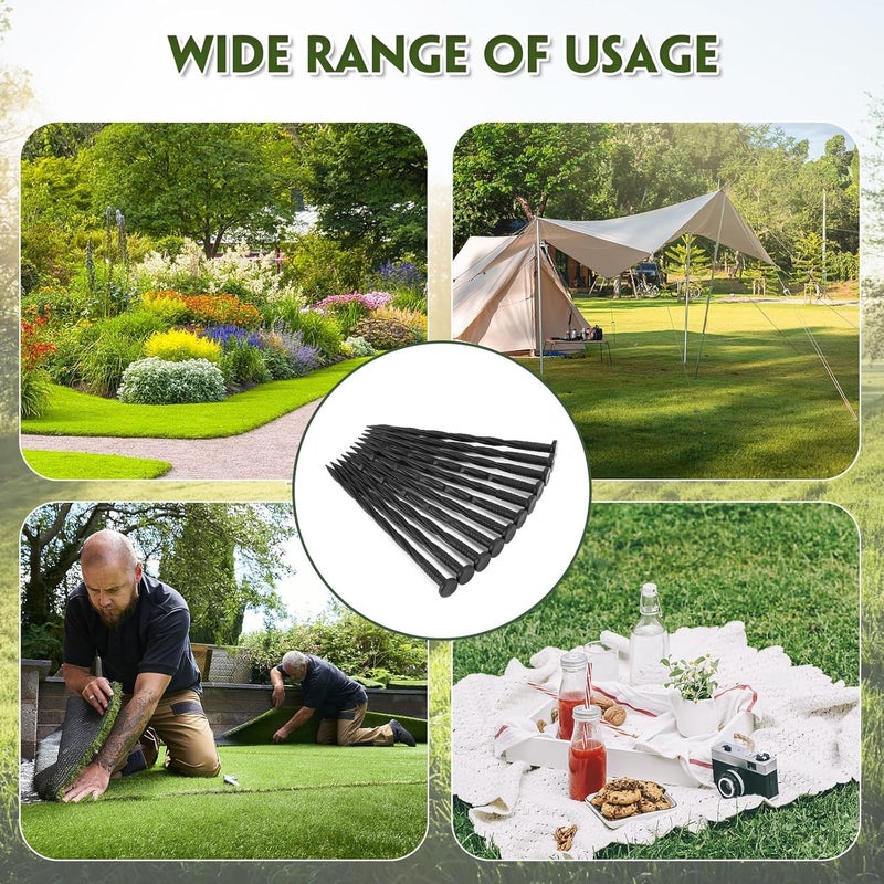 Garaook Landscape Edging Stakes, 120 Pcs 8" Plastic Garden Spikes, Spiral Nylon Anchoring Spikes for Paver Edging, Weed Barriers, Artificial Turf, Tent, Grass Pathway and More, Black - Image 2